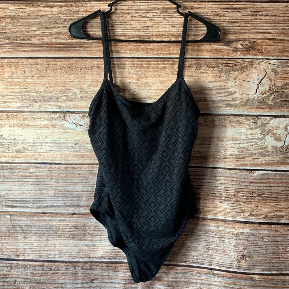 Catalina Black Crochet Detail One Piece Swimsuit